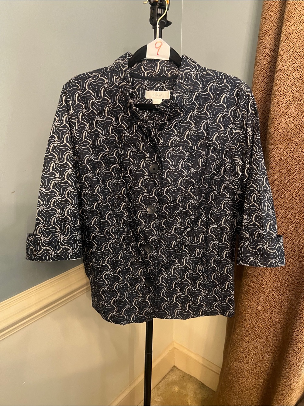 Charter Club Navy Button-Front Patterned Shirt